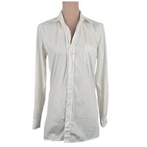 Frank & Eileen White Crinkle Cotton Button Down Shirt Women's Size Small